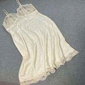 Vintage Fischer Heavenly Silk Lingerie Slip Dress Small Lace Satin Grunge